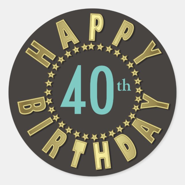 Adesivo Happy Birthday Circle of Stars Dourado ID527 (Frente)