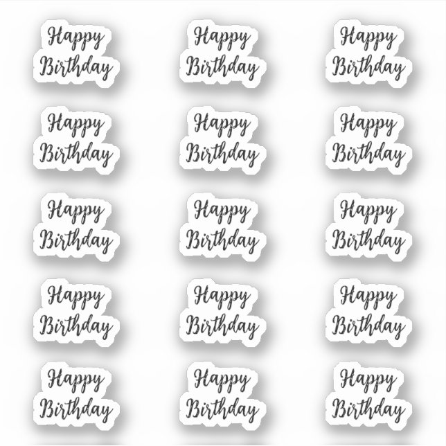 Adesivo Happy Birthday Custom Text Color Black White 2025 (Frente)
