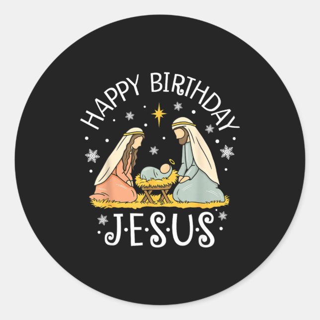 Adesivo Happy Birthday Jesus Ugly Christmas Sweater Christ (Frente)