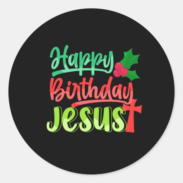 Adesivo Happy Birthday Jesus Xmas Merry Christmas Gift (Frente)