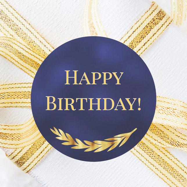 Adesivo Happy Birthday navy blue gold decor (Criador carregado)