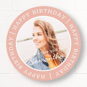 Adesivo Happy Birthday Simple Preppy Modern Custom Photo