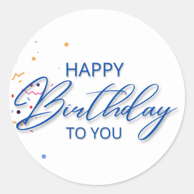 Adesivo Happy Birthday to You Round Sticker (Frente)