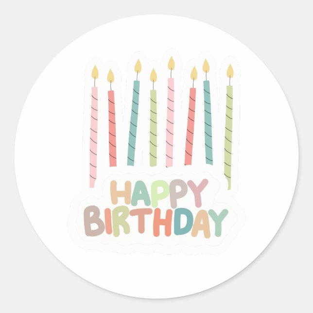 Adesivo Happy Birthday With Candles Sticker Label (Frente)