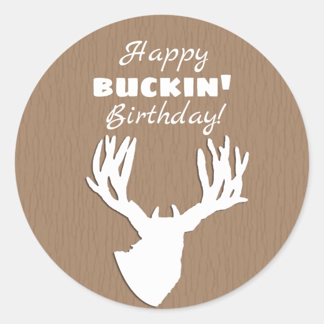 Adesivo Happy Buckin' Birthday Hunting (Frente)