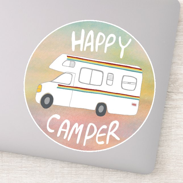 Adesivo Happy Camper Rainbow RV Sunset Motorhome RV (Detalhe)