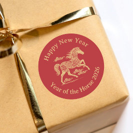 Adesivo Happy Chinese Lunar New Year of the Horse Red Gold