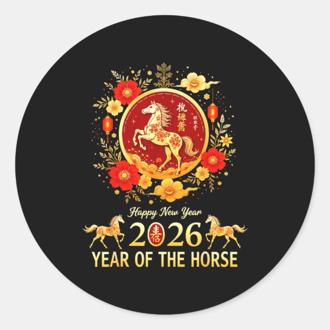 Adesivo Happy Chinese New Year 2026 Lunar Year Of The Hors (Frente)
