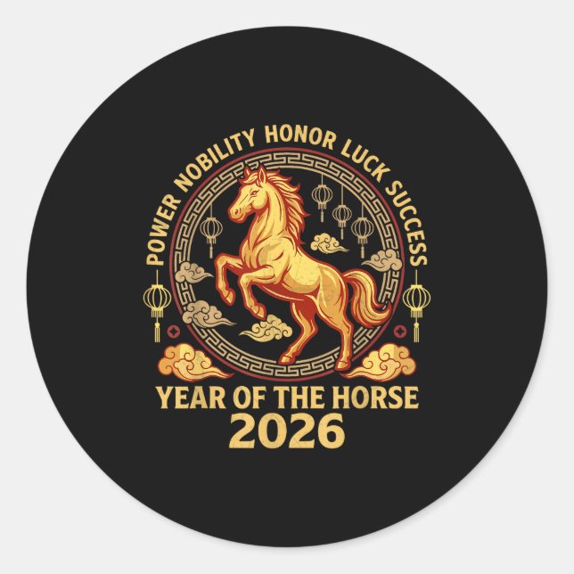 Adesivo Happy Chinese New Year 2026 Year Of The Horse 2026 (Frente)
