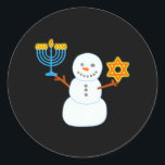 Adesivo Happy Chrismukkah Hanukkah Snowman Menorah David<br><div class="desc">Happy Chrismukkah Hanukkah Snowman Menorah David</div>