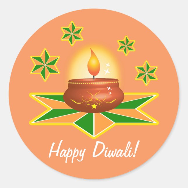 Adesivo Happy Diwali com Lanterna (Frente)