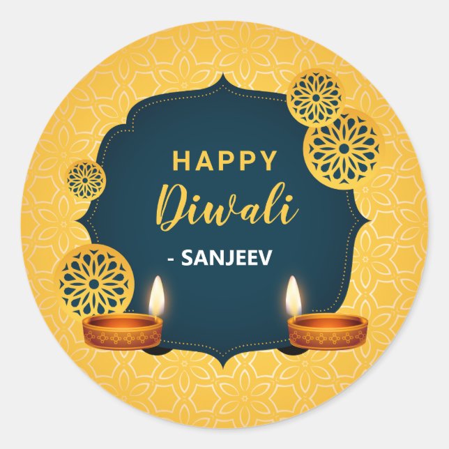 Adesivo Happy Diwali / Deepavali Stickers - Dourado indian (Frente)