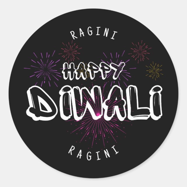 Adesivo Happy Diwali - personalizável e personalizado (Frente)