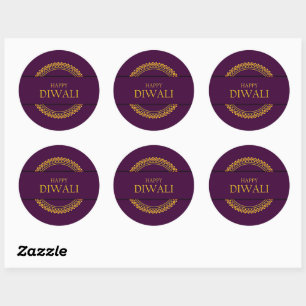 Adesivo Happy Diwali Purple Dourado Elegante Moderno