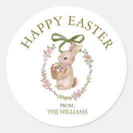 Adesivo Happy Easter Bunny Floral Elegant Classic
