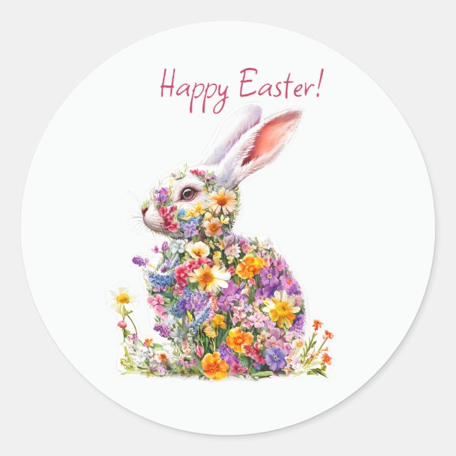 Adesivo Happy Easter Classic Round Sticker (Frente)