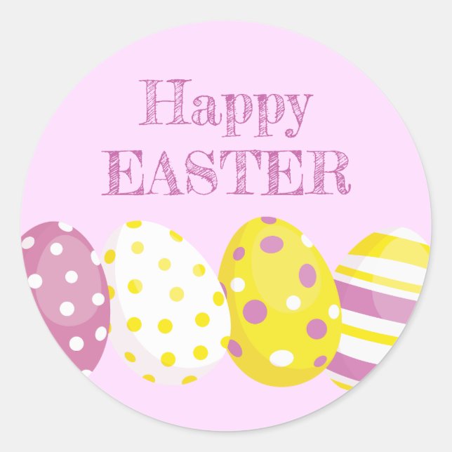 Adesivo Happy Easter Eggs Pink Background (Frente)