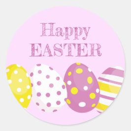 Adesivo Happy Easter Eggs Pink Background