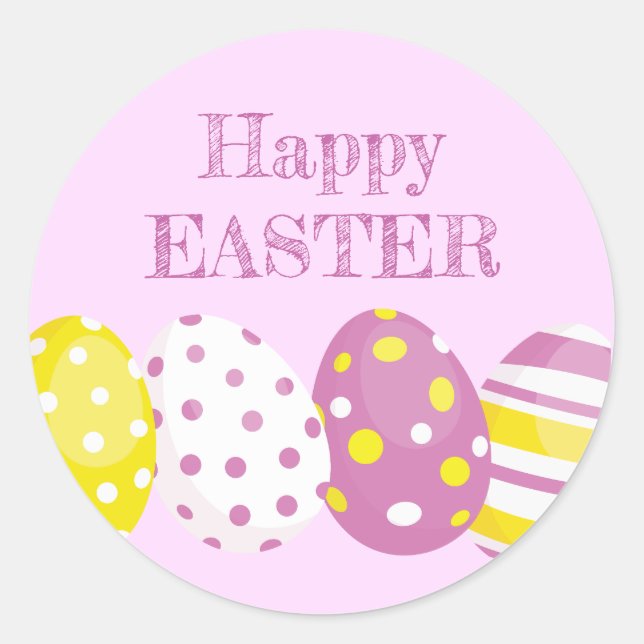 Adesivo Happy Easter Eggs Pink Background (Frente)
