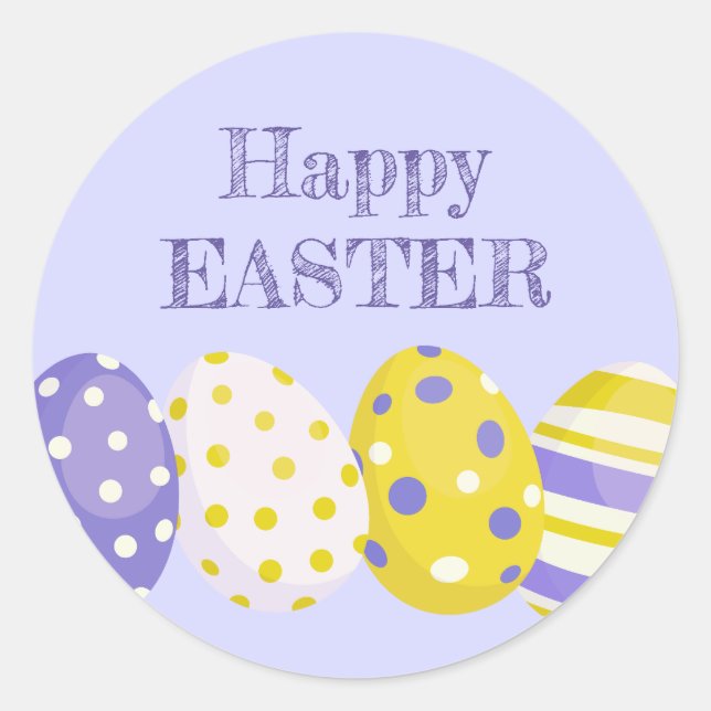 Adesivo Happy Easter Eggs Purple Background (Frente)