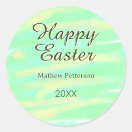 Adesivo Happy Easter green yellow pastel gray name year 
