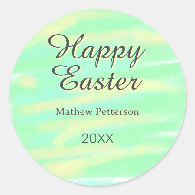 Adesivo Happy Easter green yellow pastel gray name year  (Frente)