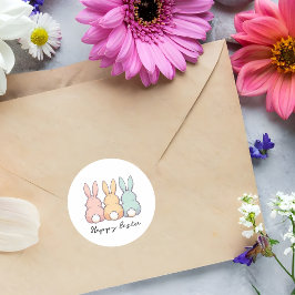 Adesivo Happy Easter Pastel Bunnies Custom Text 