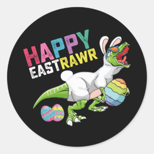 Adesivo Happy Eastrawawr T Rex Dinosaur Easter Bunny Egg
