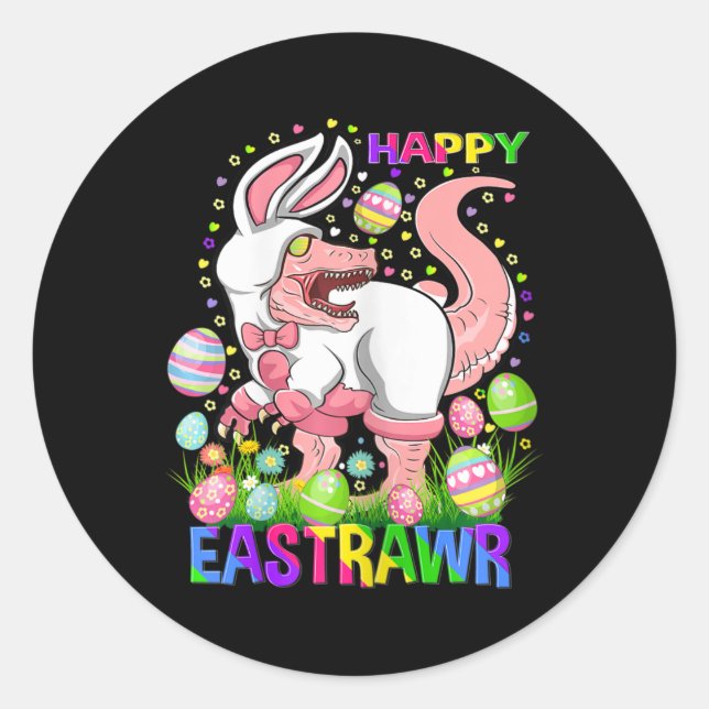 Adesivo Happy Eastrawr Funny T Rex Easter Day Dinosaur  (Frente)
