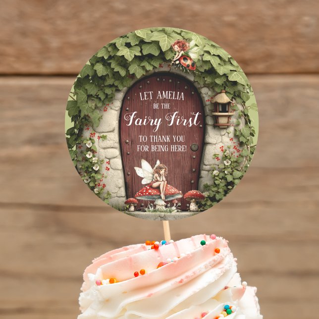 Adesivo Happy Fairy First Birthday Thank You  (Happy Fairy First Birthday Thank You Sticker Can be used with a toothpick to make cupcake toppers)