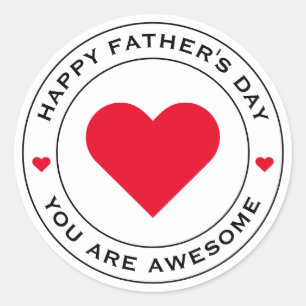 Adesivo Happy Fathers Day White Red Heart Fun Unique Chic