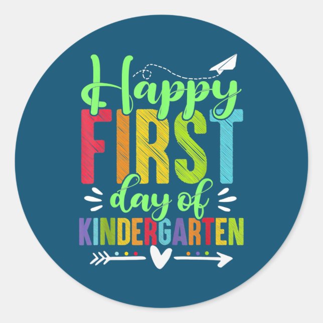 Adesivo Happy First Day Of Kindergarten Funny Teacher (Frente)