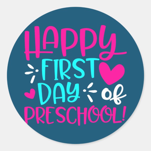 Adesivo Happy First Day Of Preschool Fun Pre K Teacher (Frente)