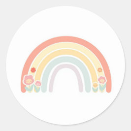 Adesivo Happy Flower Faces Pastel Rainbow Favor Sticker