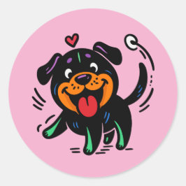 Adesivo Happy Funny Cartoon Rottweiler Puppy