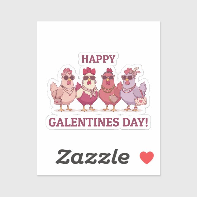 Adesivo Happy Galentines Day Chicken Squad Cute Funny Hens (Folha)