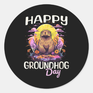 Adesivo Happy Groundhog Day Cute Vintage Art Graphic Women