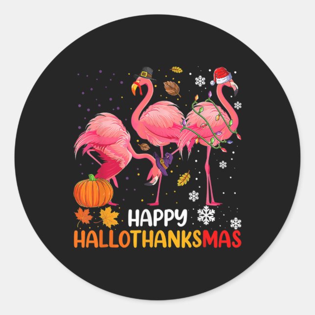 Adesivo Happy Hallothanksmas Flamingo (Frente)