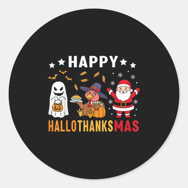 Adesivo Happy Hallothanksmas Ghost Turkey Pumpkin Christma (Frente)