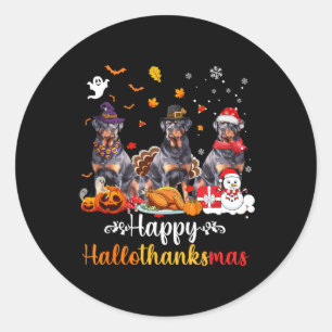 Adesivo Happy Hallothanksmas Rottweiler Cachorro das Bruxa