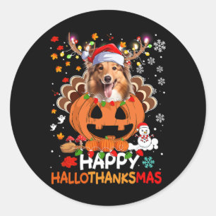 Adesivo Happy Hallothanksmas Shetland Sheepdog