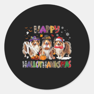 Adesivo Happy Hallothanksmas Shetland Sheepdog Dog Lover C