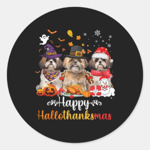Adesivo Happy Hallothanksmas Shih Tzu Cristo de Dia das Br