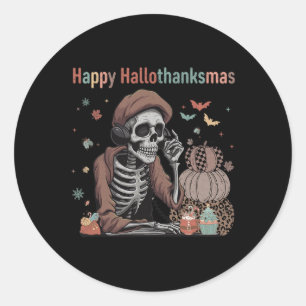 Adesivo Happy Hallothanksmas Skeleton Dia de as Bruxas eng