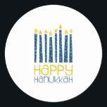 Adesivo Happy Hanukkah<br><div class="desc">Estas velas de Chanucá vão tornar a sua decoração perfeita. Perfeito em toalhas ou lugares.</div>
