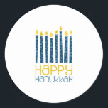 Adesivo Happy Hanukkah<br><div class="desc">Estas velas de Chanucá vão tornar a sua decoração perfeita. Perfeito em toalhas ou lugares.</div>