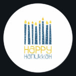 Adesivo Happy Hanukkah<br><div class="desc">Estas velas de Chanucá vão tornar a sua decoração perfeita. Perfeito em toalhas ou lugares.</div>