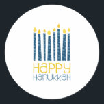 Adesivo Happy Hanukkah<br><div class="desc">Estas velas de Chanucá vão tornar a sua decoração perfeita. Perfeito em toalhas ou lugares.</div>