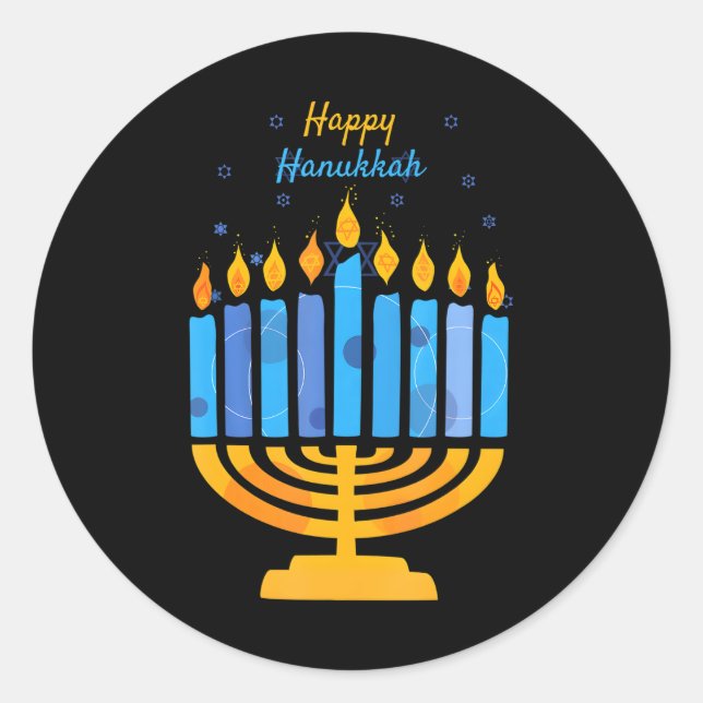 Adesivo Happy Hanukkah Candles Menorah Jewish Hanukkah (Frente)