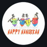 Adesivo Happy Hanukkah Dançando Sonhos<br><div class="desc">Que presente de Chanukah excelente com esses sonhos dançarinos desejando um Hanukkah feliz.</div>